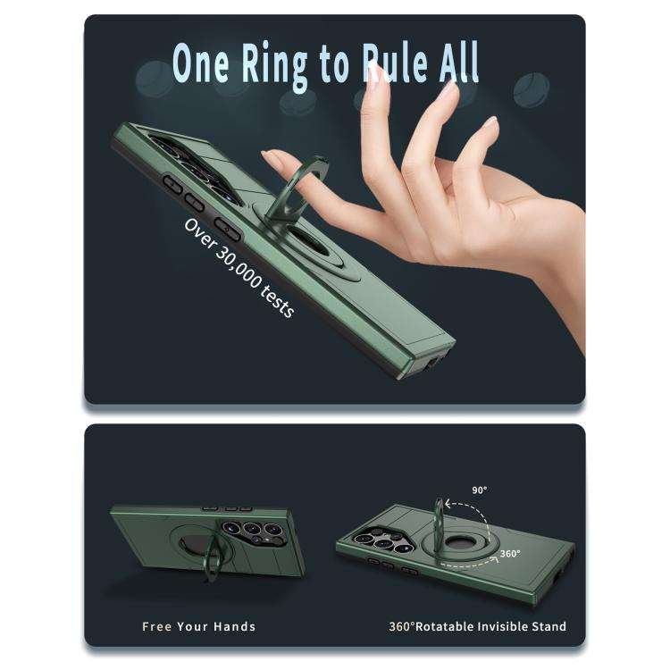 For Samsung Galaxy S24 Ultra 5G MagSafe Ring Holder Armor Phone Case(Deep Green)