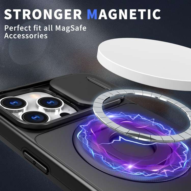 For iPhone 11 Pro Max Camshield MagSafe Ring Holder Armor Phone Case(Black)
