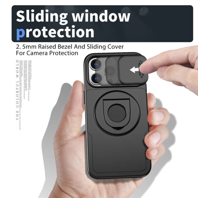 For iPhone 11 Pro Max Camshield MagSafe Ring Holder Armor Phone Case(Black)