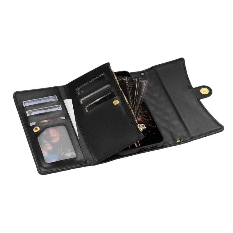 For Xiaomi Redmi Note 11S 4G / 11 4G Zipper Multi-Card Wallet Rhombic Leather Phone Case(Black)