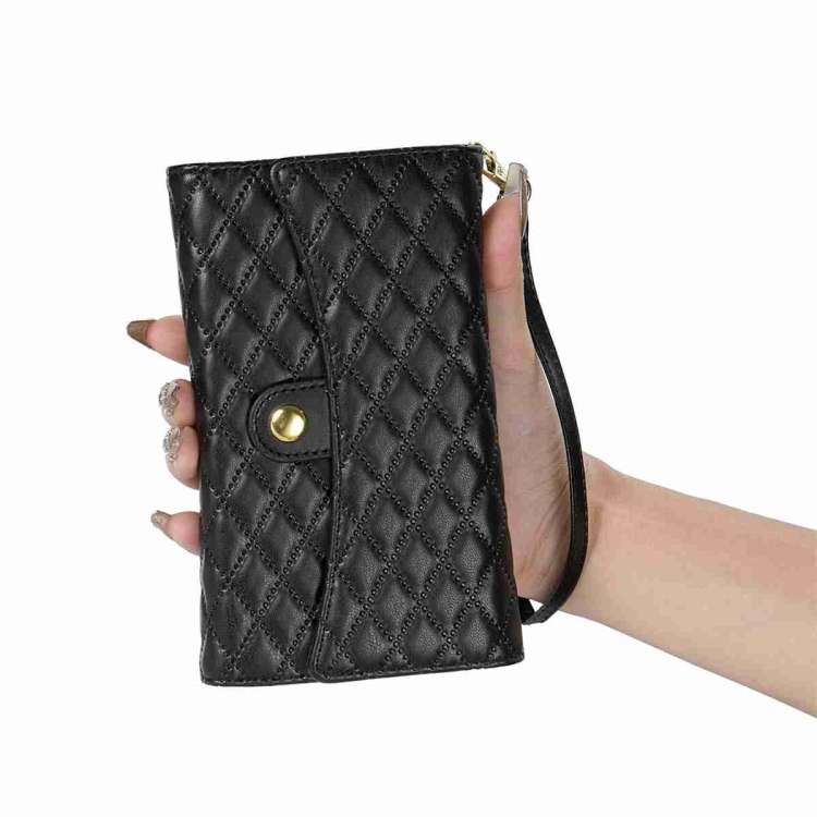For Xiaomi Redmi Note 11S 4G / 11 4G Zipper Multi-Card Wallet Rhombic Leather Phone Case(Black)