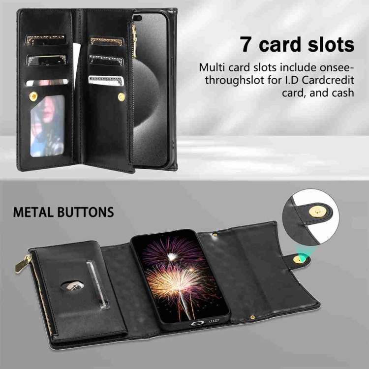 For Xiaomi Redmi Note 11S 4G / 11 4G Zipper Multi-Card Wallet Rhombic Leather Phone Case(Black)