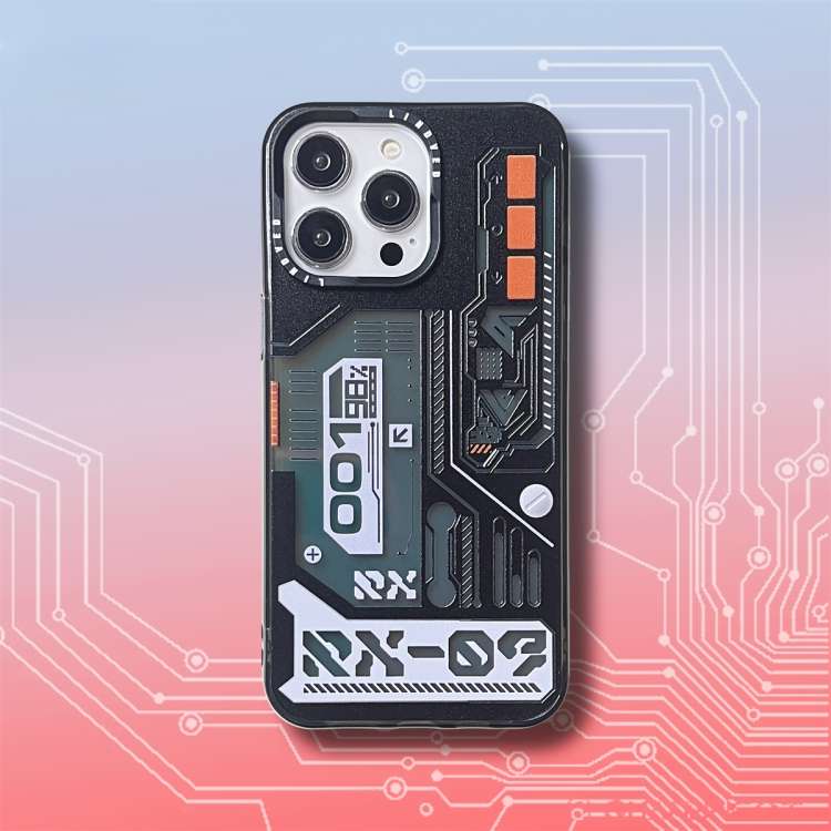 For iPhone 15 Pro Max Mecha Circuit Board Pattern Phone Case(Black)