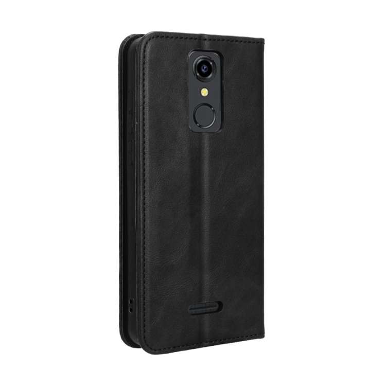 For Consumer Cellular Iris Connect Magnetic Buckle Retro Texture Leather Phone Case(Black)