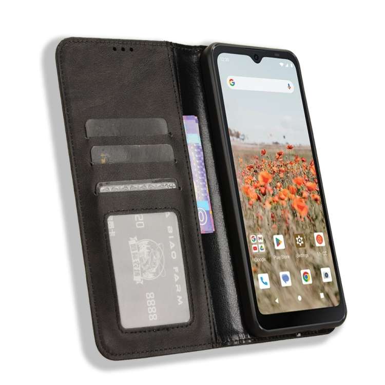 For Consumer Cellular Iris Connect Magnetic Buckle Retro Texture Leather Phone Case(Black)