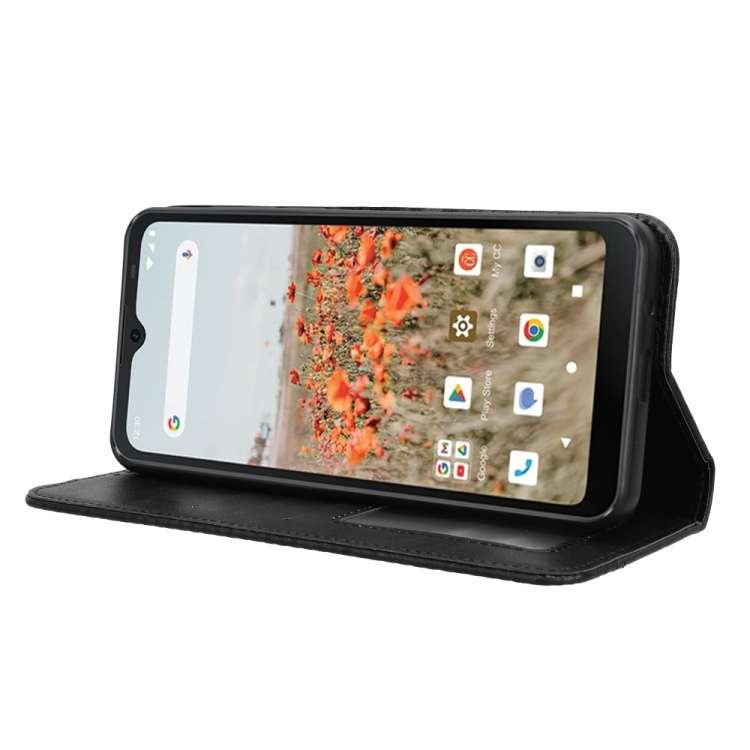 For Consumer Cellular Iris Connect Magnetic Buckle Retro Texture Leather Phone Case(Black)