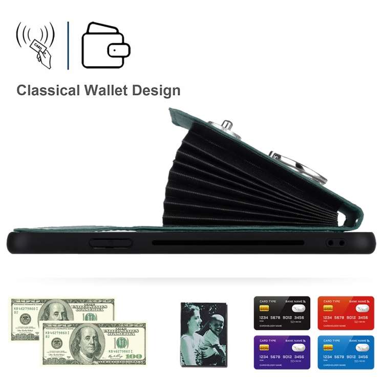 For iPhone 12 mini Organ Card Bag Ring Holder Phone Case with Long Lanyard(Green)