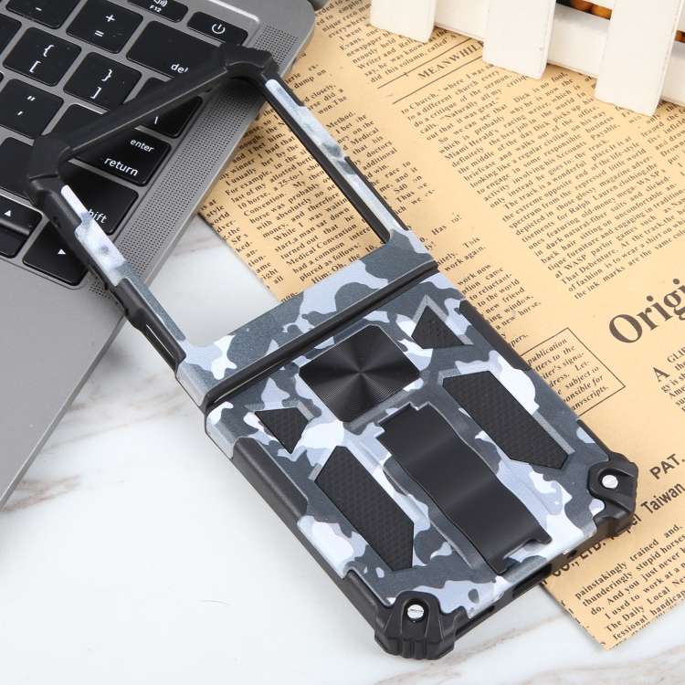 For Motorola Razr 40 Ultra Camouflage Armor Kickstand TPU + PC Magnetic Phone Case(Grey)