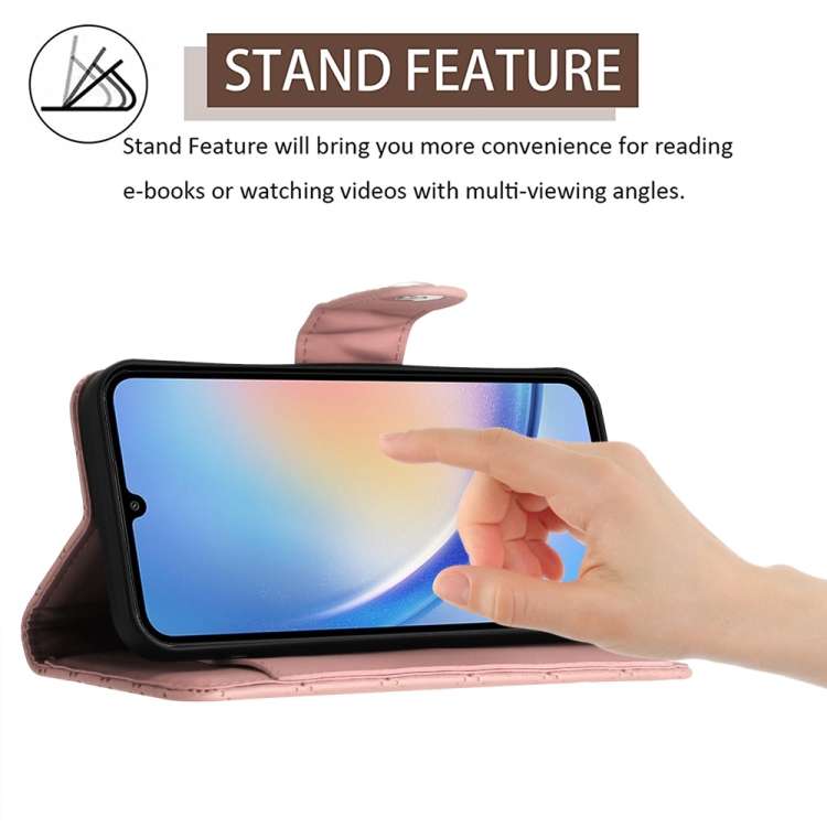 For Samsung Galaxy A54 Rhombic Texture Flip Leather Phone Case with Lanyard(Coral Pink)