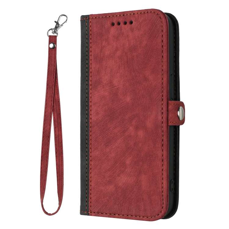 For Tecno Camon 20 Premier Side Buckle Double Fold Hand Strap Leather Phone Case(Red)
