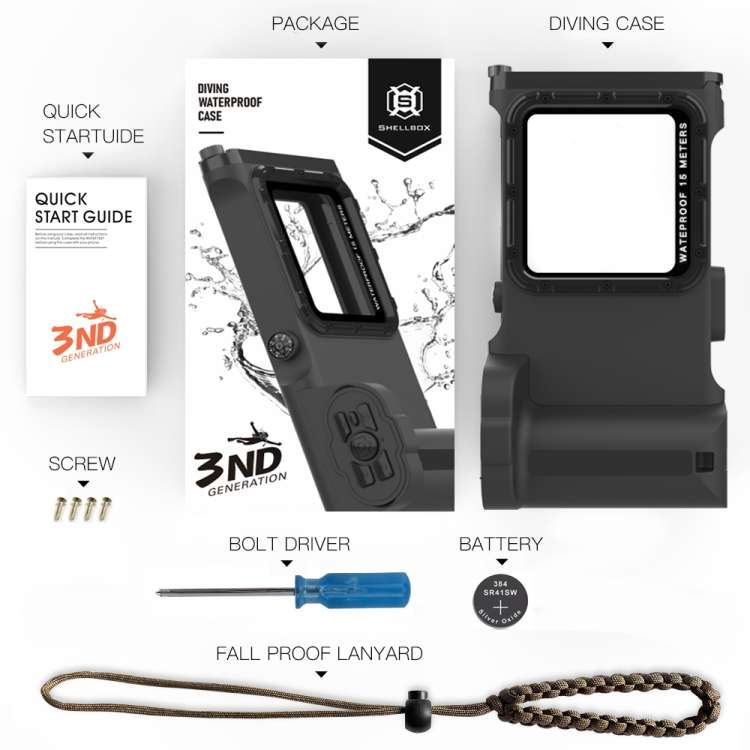Diving Shell Gen3 Bluetooth Waterproof Phone Case(Black)