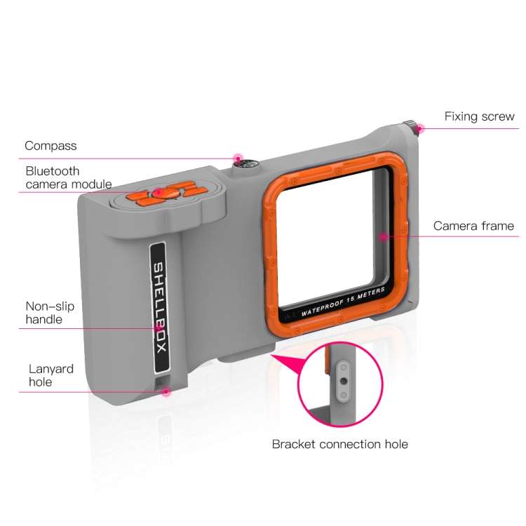 Diving Shell Gen3 Bluetooth Waterproof Phone Case(Grey Orange)