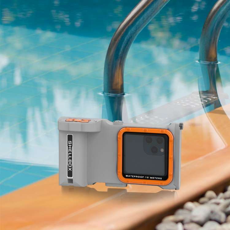 Diving Shell Gen3 Bluetooth Waterproof Phone Case(Grey Orange)