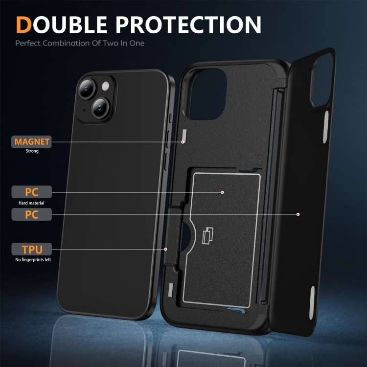 For iPhone 13 3 in 1 Flip Holder Phone Case(Black)