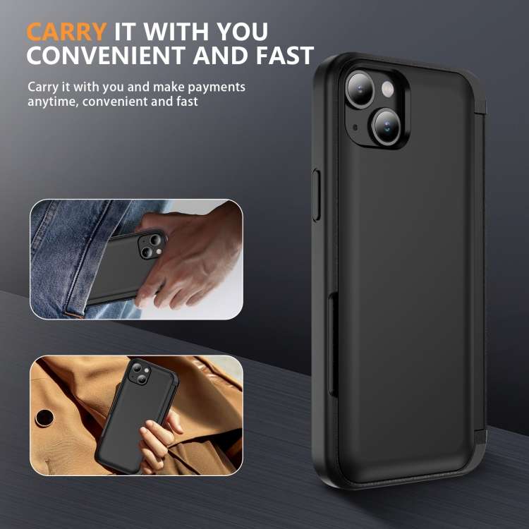 For iPhone 13 3 in 1 Flip Holder Phone Case(Black)