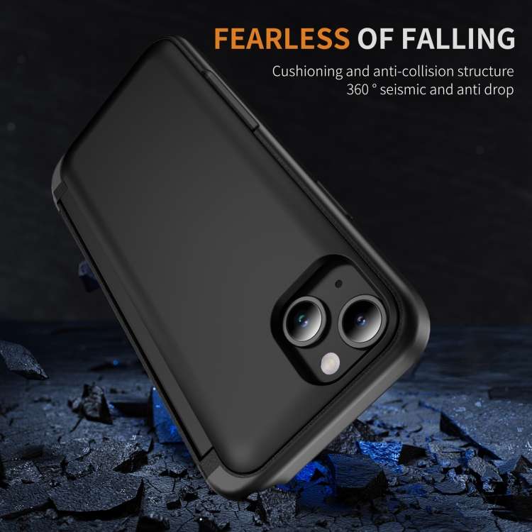For iPhone 13 3 in 1 Flip Holder Phone Case(Black)