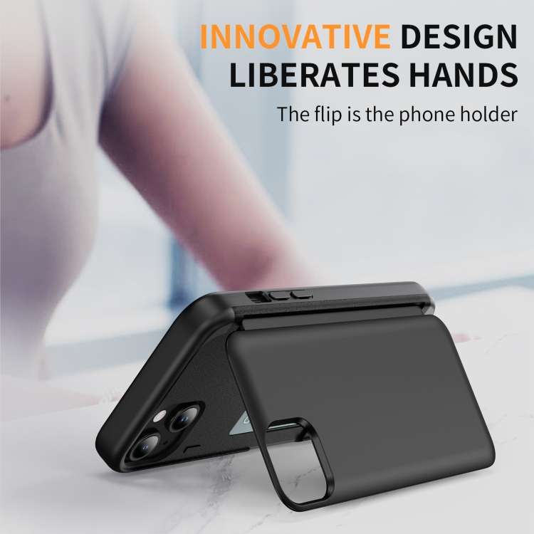 For iPhone 13 3 in 1 Flip Holder Phone Case(Black)