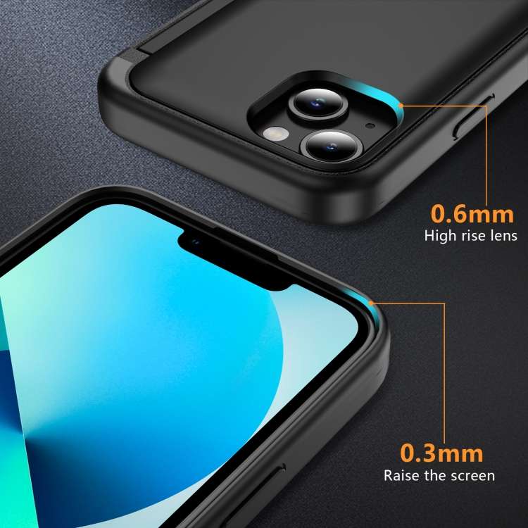 For iPhone 13 3 in 1 Flip Holder Phone Case(Black)