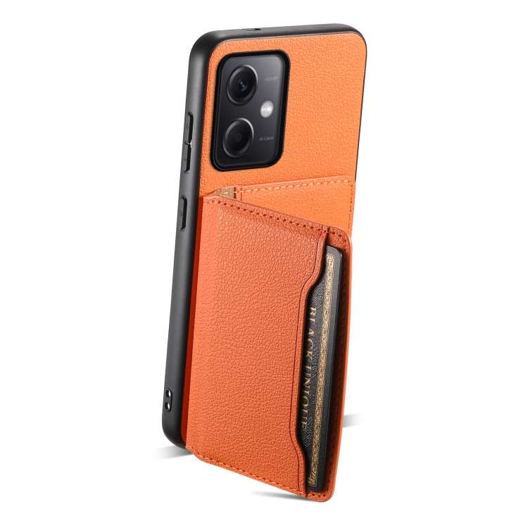 For Xiaomi Redmi Note 12 4G Global Calf Texture Card Bag Design Full Coverage Phone Case(Orange)