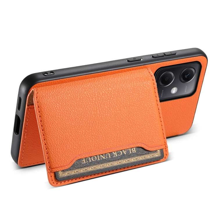 For Xiaomi Redmi Note 12 4G Global Calf Texture Card Bag Design Full Coverage Phone Case(Orange)