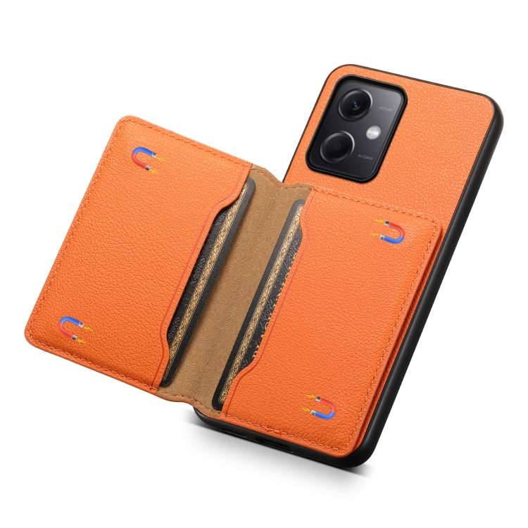 For Xiaomi Redmi Note 12 4G Global Calf Texture Card Bag Design Full Coverage Phone Case(Orange)