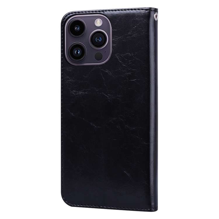 Oil Wax Texture Shockproof Flip Leather Phone Case For iPhone 15 Pro(Black)