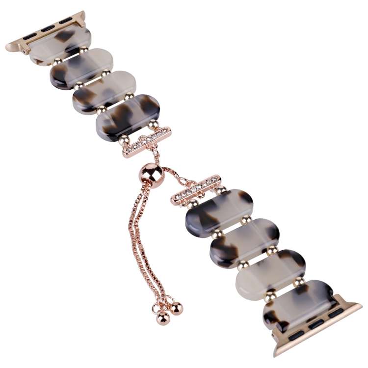 For Apple Watch SE 40mm Resin Retractable Chain Watch Band(Brown White)
