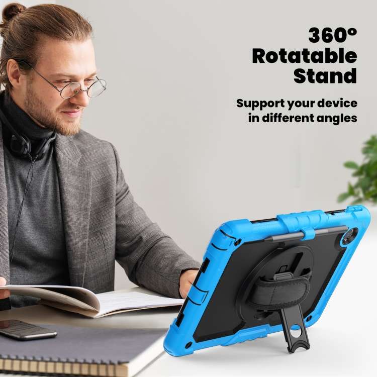 For Lenovo Tab M11 /Xiaoxin Pad 2024 Silicone Hybrid PC Tablet Case with Shoulder Strap(Light Blue B
