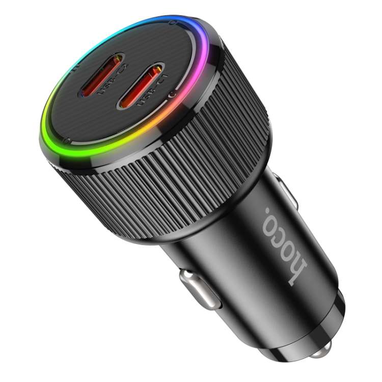 hoco NZ14B Guerrero PD50W Dual Type-C Port Car Charger(Black)