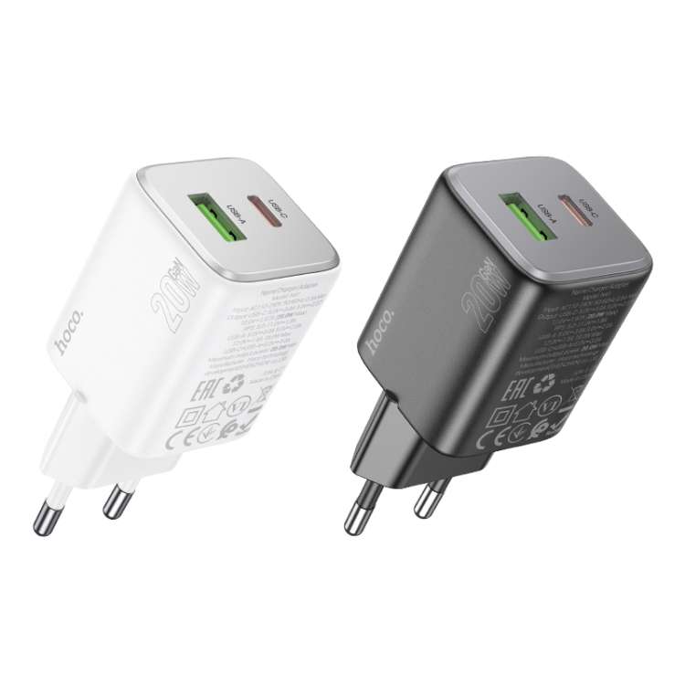 hoco N41 Almighty PD20W Type-C + QC3.0 USB Charger, EU Plug(Black)