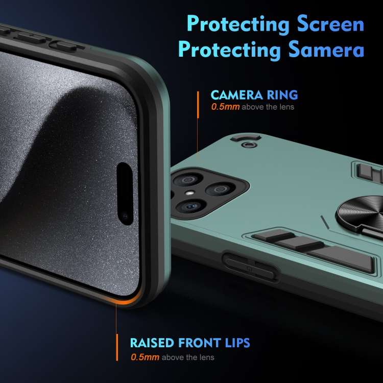 For Honor X8 Shockproof Metal Ring Holder Phone Case(Green)