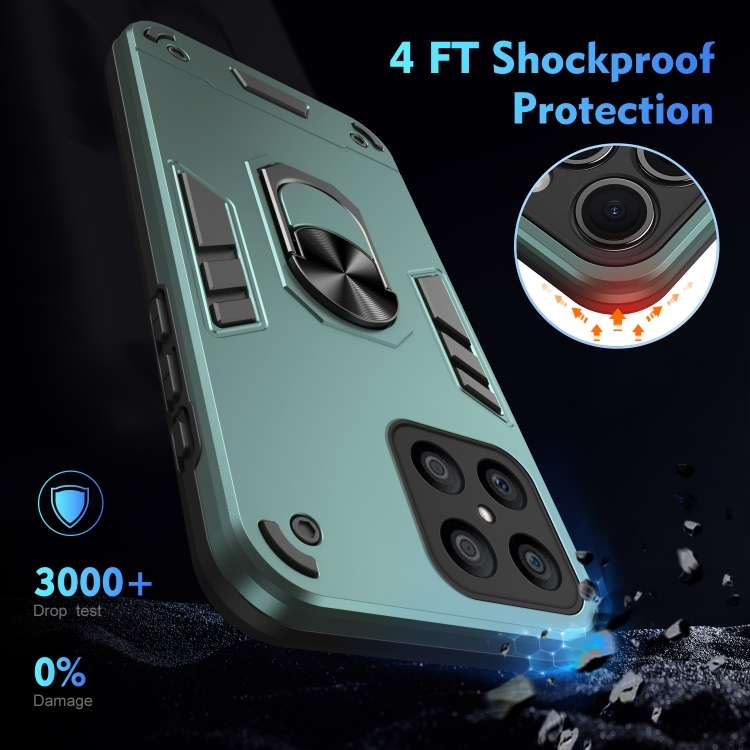 For Honor X8 Shockproof Metal Ring Holder Phone Case(Green)