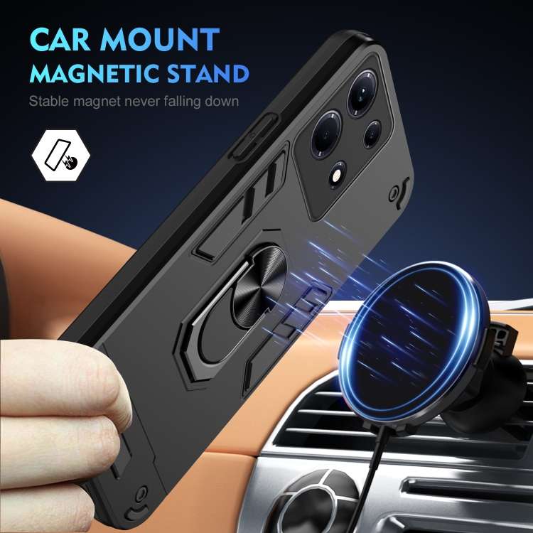 For Infinix Note 30 Shockproof Metal Ring Holder Phone Case(Black)