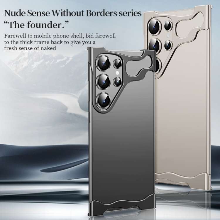 For Samsung Galaxy S24 Ultra 5G Frameless Metal Corner Pad Phone Case with Lens Film(Purple)
