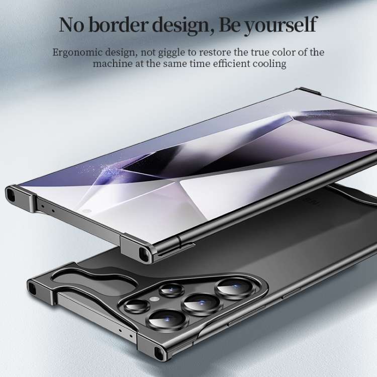 For Samsung Galaxy S24 Ultra 5G Frameless Metal Corner Pad Phone Case with Lens Film(Purple)