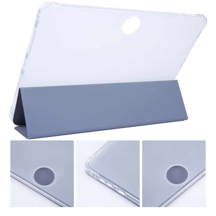 For Honor Pad 9 3-fold Clear TPU Smart Leather Tablet Case with Pen Slot(Lavender Purple)