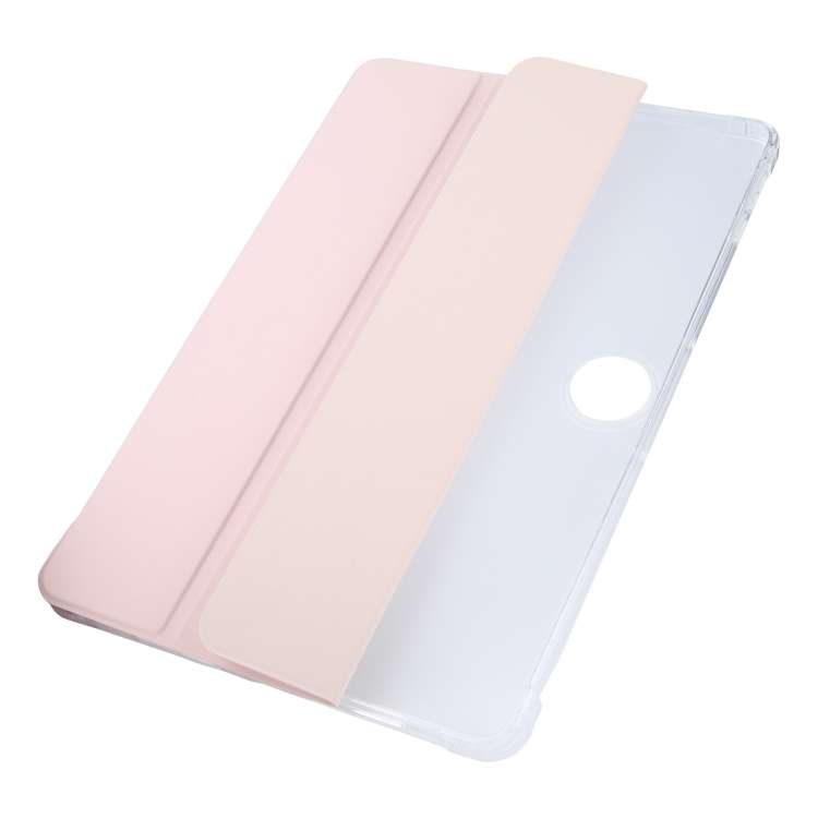 For Honor Pad 9 3-fold Clear TPU Smart Leather Tablet Case with Pen Slot(Sand Pink)