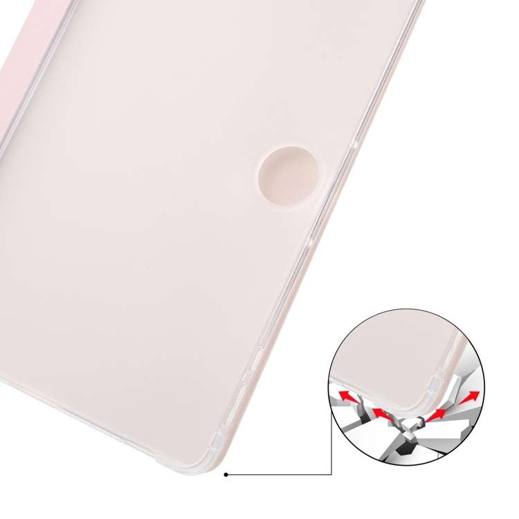 For Honor Pad 9 3-fold Clear TPU Smart Leather Tablet Case with Pen Slot(Sand Pink)