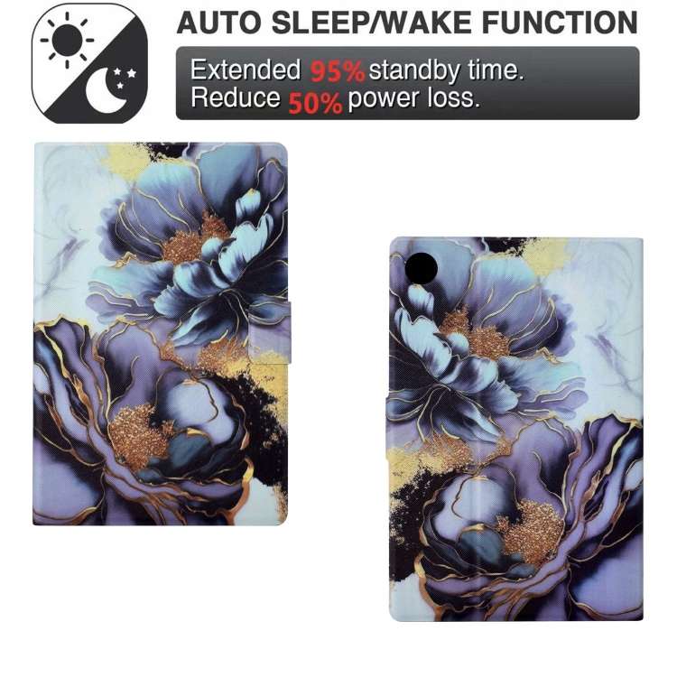 For Samsung Galaxy Tab A8 X200 Voltage Painted Smart Leather Tablet Case(Peony)