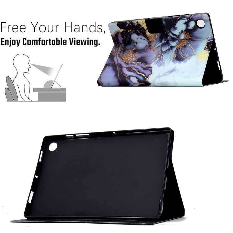 For Samsung Galaxy Tab A8 X200 Voltage Painted Smart Leather Tablet Case(Peony)