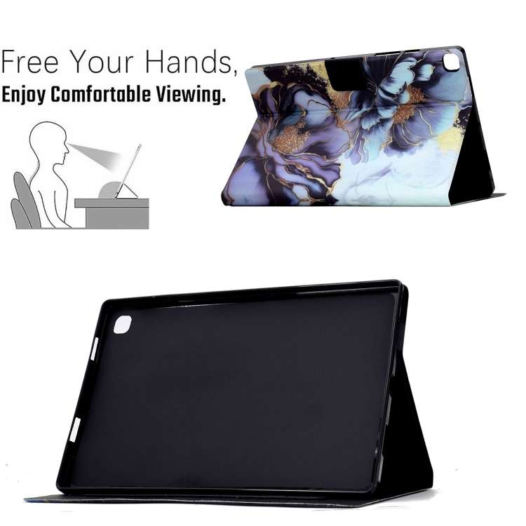 For Samsung Galaxy Tab A7 2020 T500 Voltage Painted Smart Leather Tablet Case(Peony)