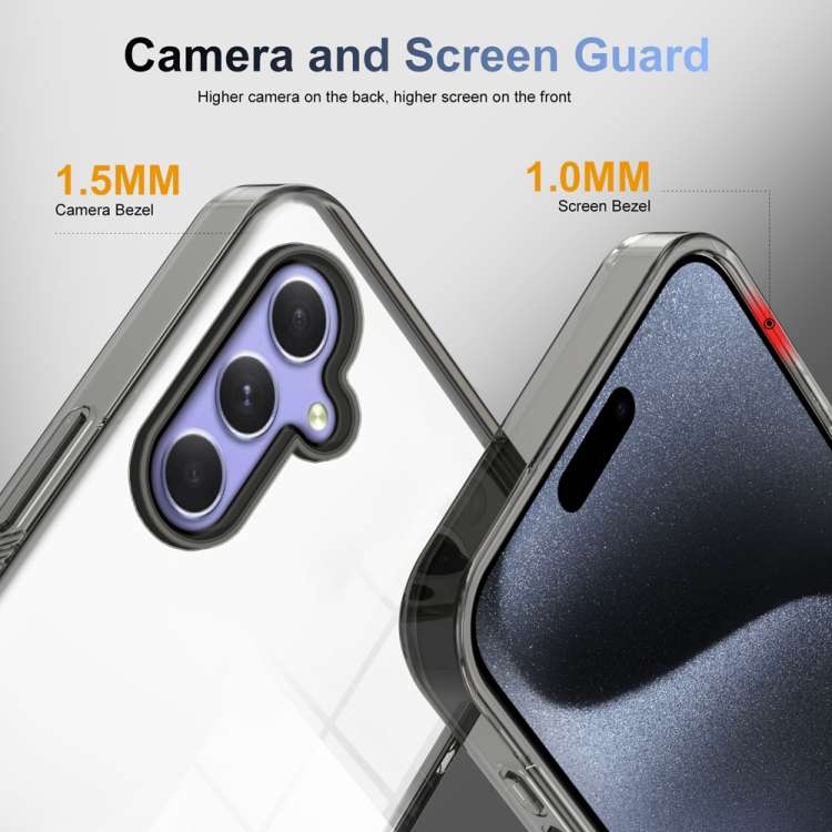 For Samsung Galaxy A55 5G 2.5mm Anti-slip Clear Acrylic Hybrid TPU Phone Case(Black)