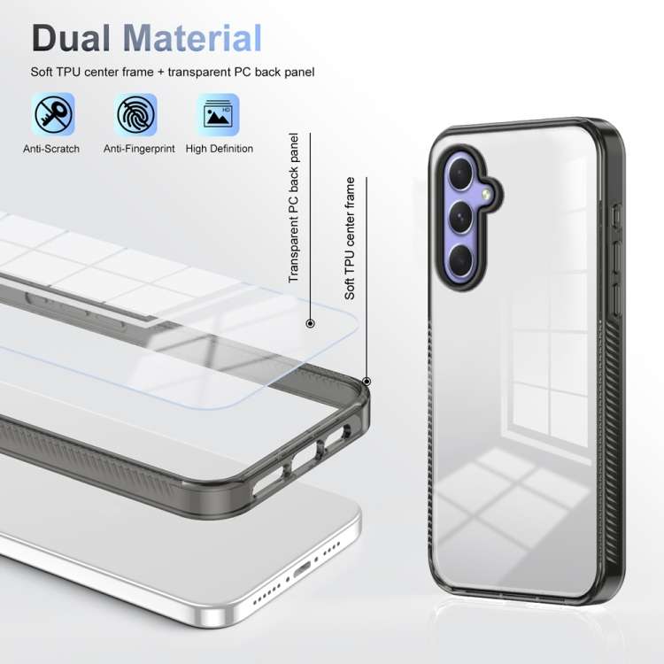 For Samsung Galaxy A55 5G 2.5mm Anti-slip Clear Acrylic Hybrid TPU Phone Case(Black)