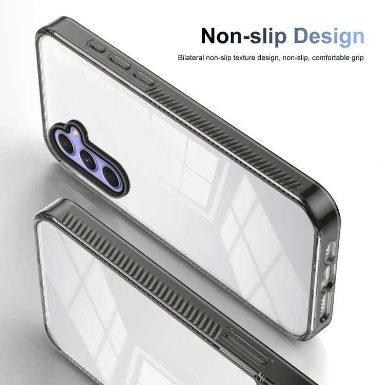 For Samsung Galaxy A55 5G 2.5mm Anti-slip Clear Acrylic Hybrid TPU Phone Case(Black)