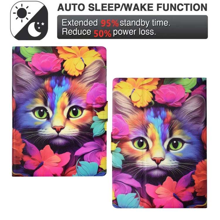 For Amazon Kindle Paperwhite 5 2021 Voltage Painted Smart Leather Tablet Case(Rose Cat)
