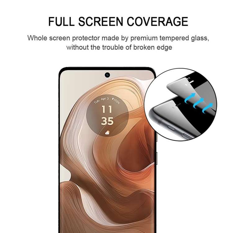 For Motorola Edge 50 Ultra Edge Glue 9H HD 3D Curved Edge Tempered Glass Film(Black)