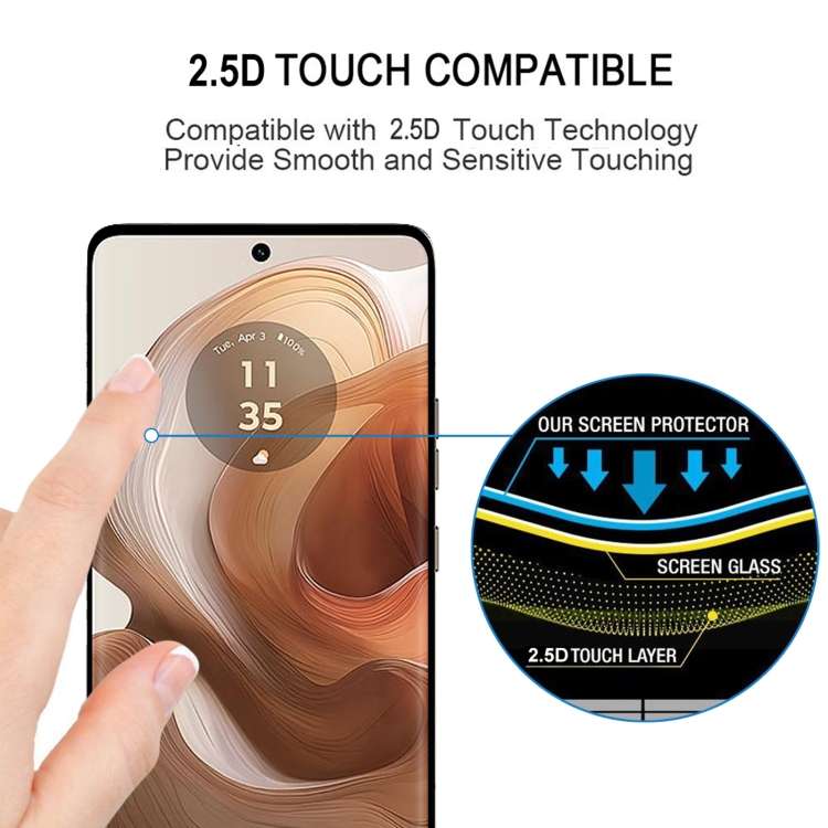 For Motorola Edge 50 Ultra Edge Glue 9H HD 3D Curved Edge Tempered Glass Film(Black)