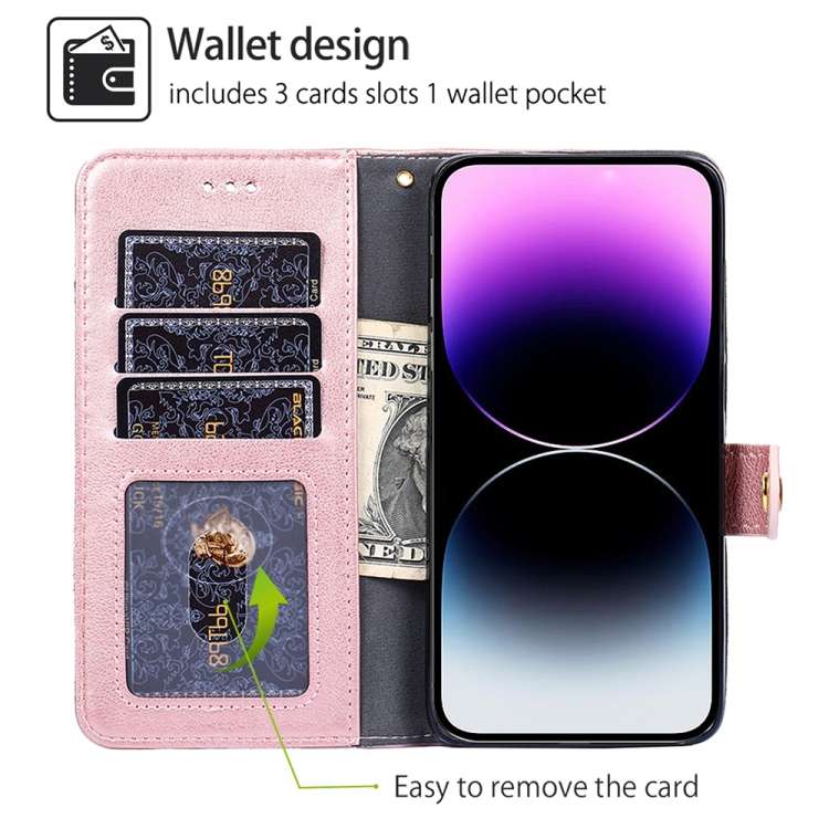 For Xiaomi Redmi Turbo 3 5G Zipper Bag Leather Phone Case(Rose Gold)