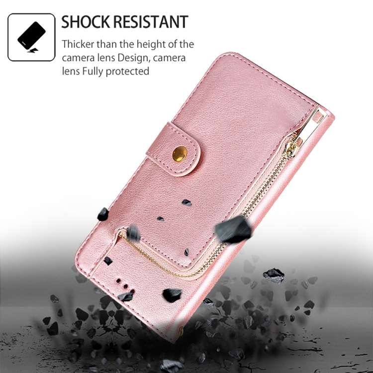 For Xiaomi Redmi Turbo 3 5G Zipper Bag Leather Phone Case(Rose Gold)