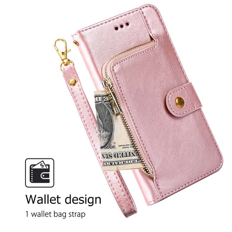 For Xiaomi Redmi Turbo 3 5G Zipper Bag Leather Phone Case(Rose Gold)